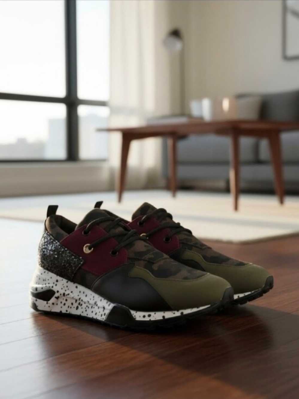 Steve Madden Cliff Sneakers in Olive, Burgundy & Black